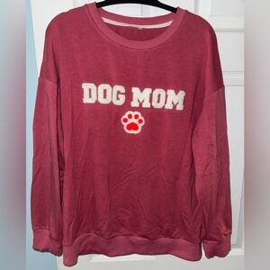 Unbranded Dog Mom Sweatshirt | Pink & White | Pullover | Size Large